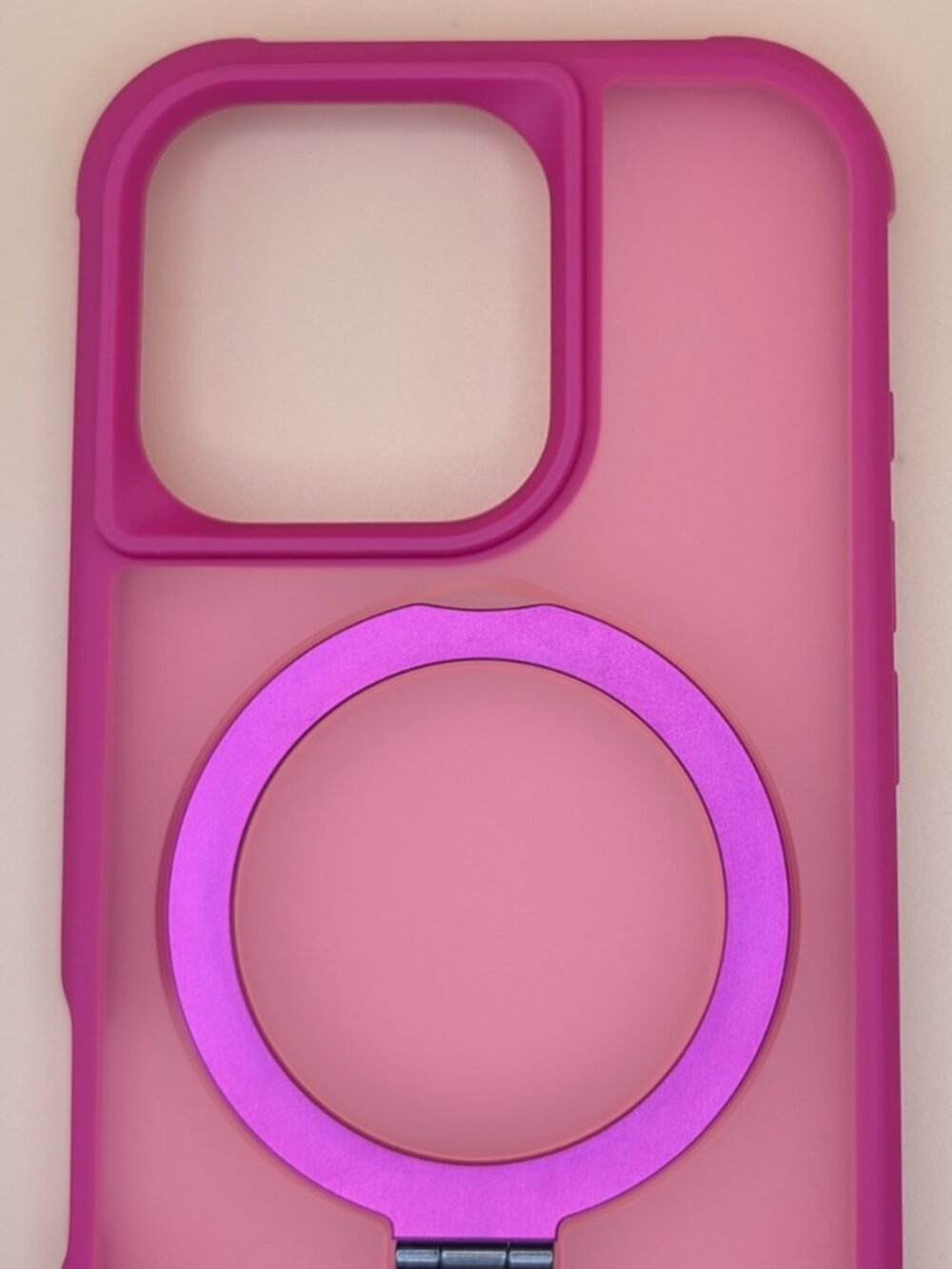 iPhone 16 Pro Shockproof Slim Case Magnetic Ring Kickstand MagSafe-Rose Red